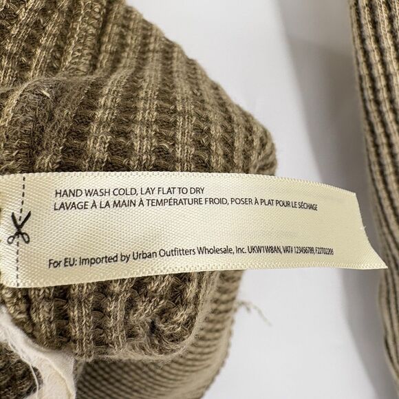 Free People One Colt Thermal Top, Sz XS, Beige Long Sleeve Boho Bohemian Raw Hem - Picture 10 of 10